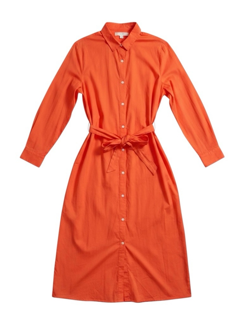 Loft Orange Nectar Poplin Belted Pocket Shirtdress NWT Size Large